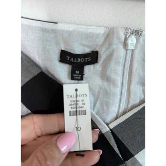 NWT Talbots Women's Black White Zinnia Gingham Fit & Flare Poplin Dress Size 10 - Picture 5 of 9